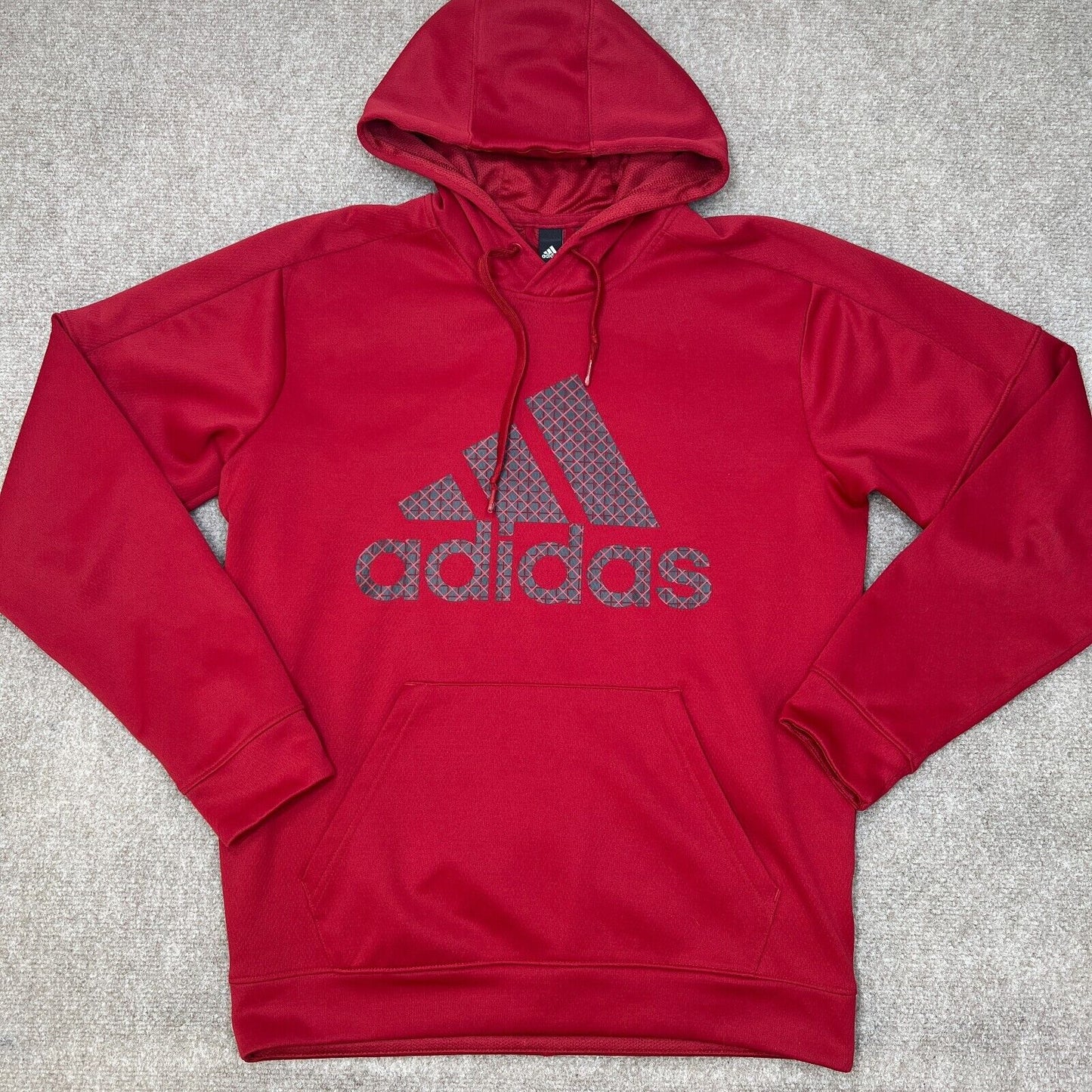 Adidas Climawarm Pullover Drawstring Graphic Hoodie Size Medium Red NWT