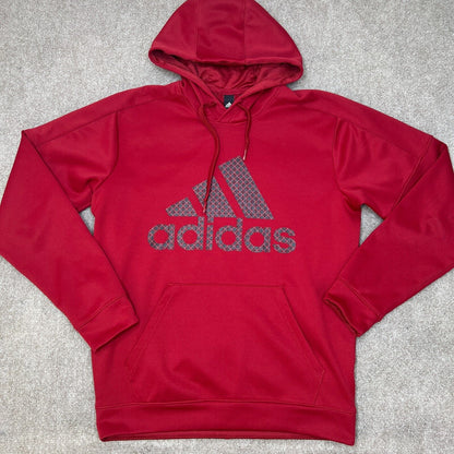 Adidas Climawarm Pullover Drawstring Graphic Hoodie Size Medium Red NWT