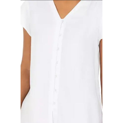 Style Co Summer Casual Flutter-Sleeve Blouse Top Cap Sleeve V-Neck White MEDIUM
