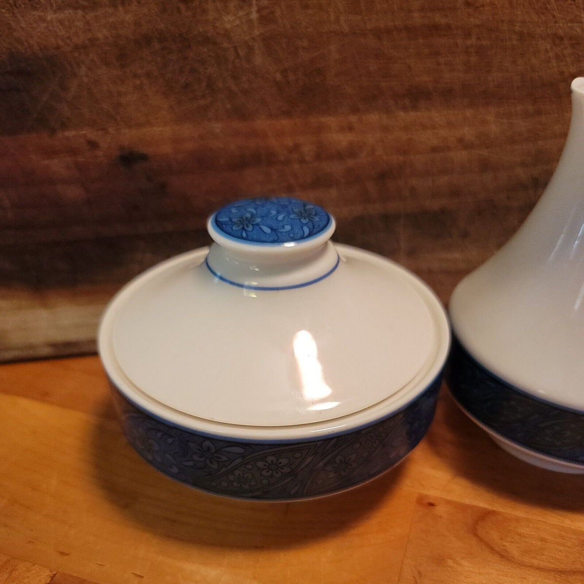 Noritake Expressions Larkspur Creamer and Lidded Sugar Bowl Set VINTAGE MCM
