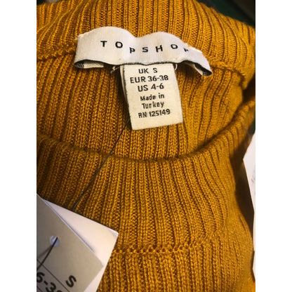 Topshop NWT Mustard Yellow Pullover Sweater Crew Neckline Long Sleeve Small