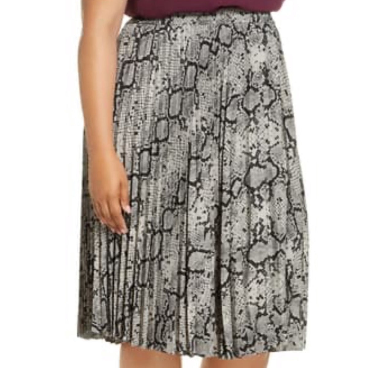 Halogen NEW Grey Snake Print Pleated Skirt Size XS