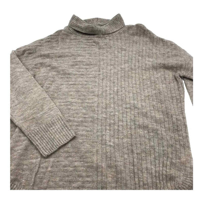 COMO VINTAGE Sweater Ribbed Knit Mock Neck Grey Sz XL/Extra Large Tan NWT