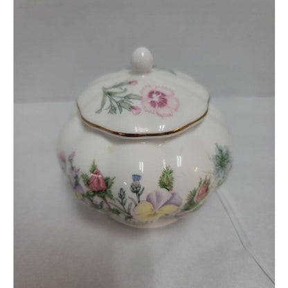 Aynsley Wild Tudor Bone China Ginger Jar Floral England sugar trinket vanity