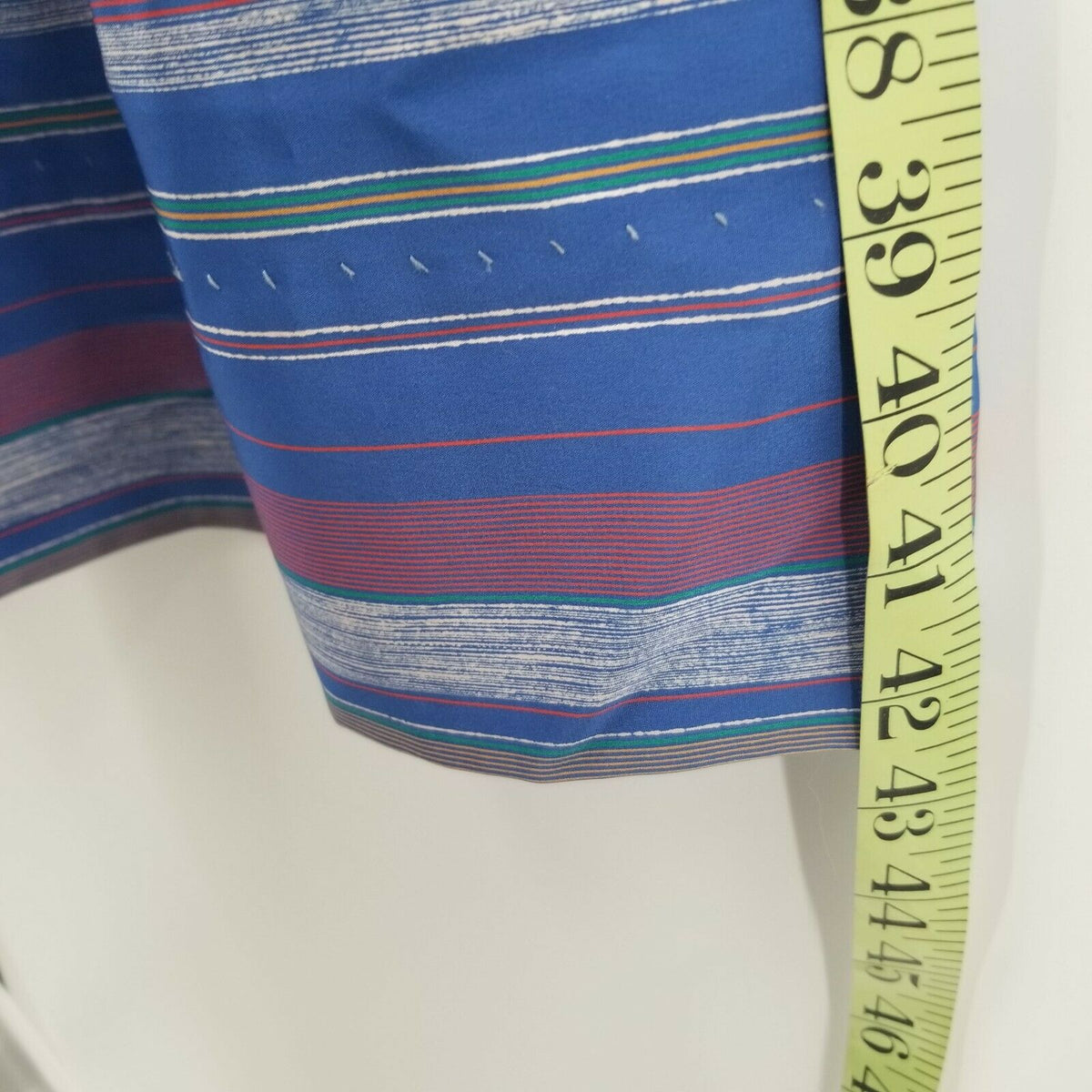 David Warren Striped Tie Waist Belt Dress Long Puff Sleeves Square Neck VTG 12