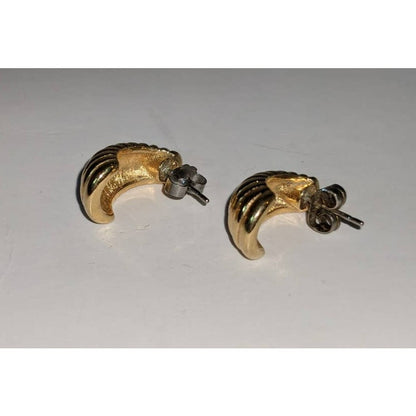 Vintage Golden Textured Wrap Around Post Under Earlobe Earrings