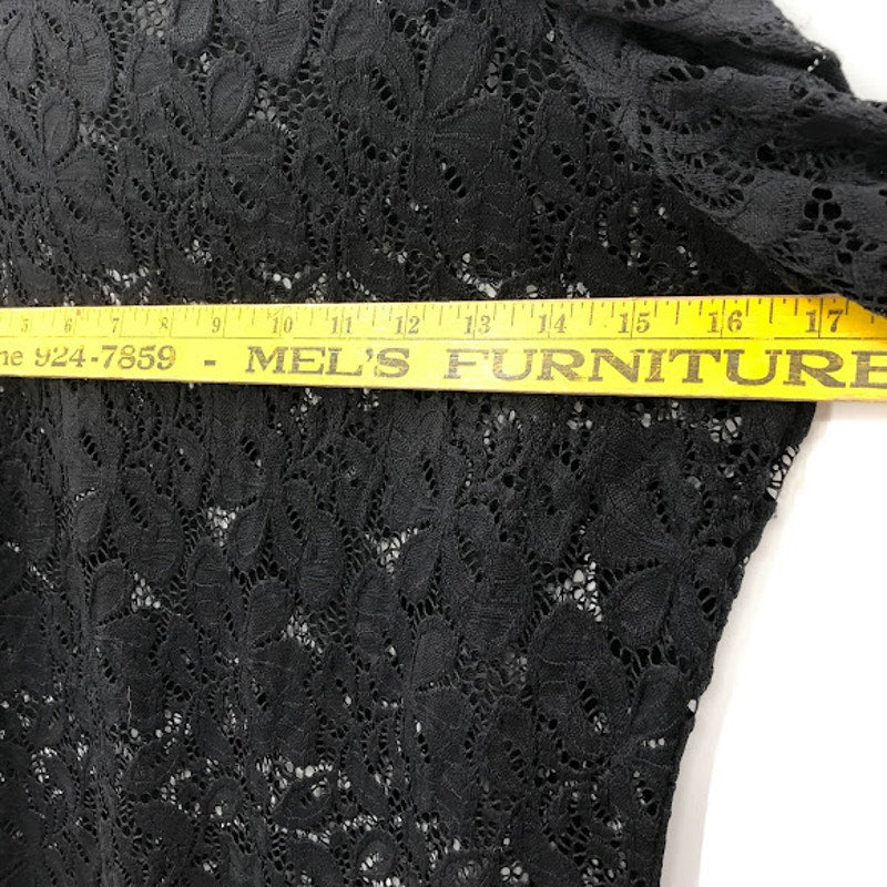 Black lace off the shoulder see thru Blouse layering Medium