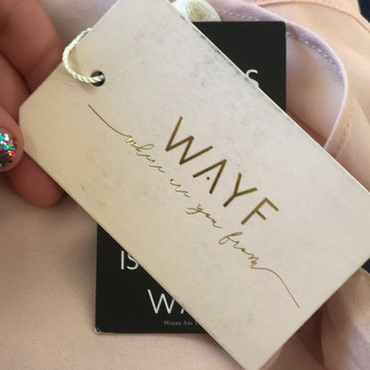 WAYF Penny One Shoulder Gown DAMAGED hem due to rolling rack never worn LARGE