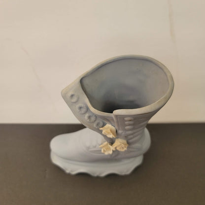 Vintage Concepts Intl Light Blue Porcelain Capodimonte Boot Shoe Vase 7" Tall