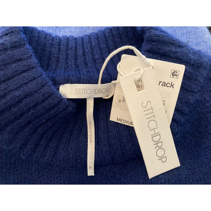 Stitchdrop Soft Knit Crew/Mock Sweater Dress Sz Medium in Blue/Gray Stripes NWT