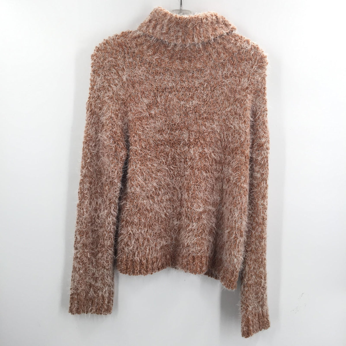 Abound Women's Fuzzy Knit Turtleneck Sweater Long Sleeves Tan Lion Marl Medium