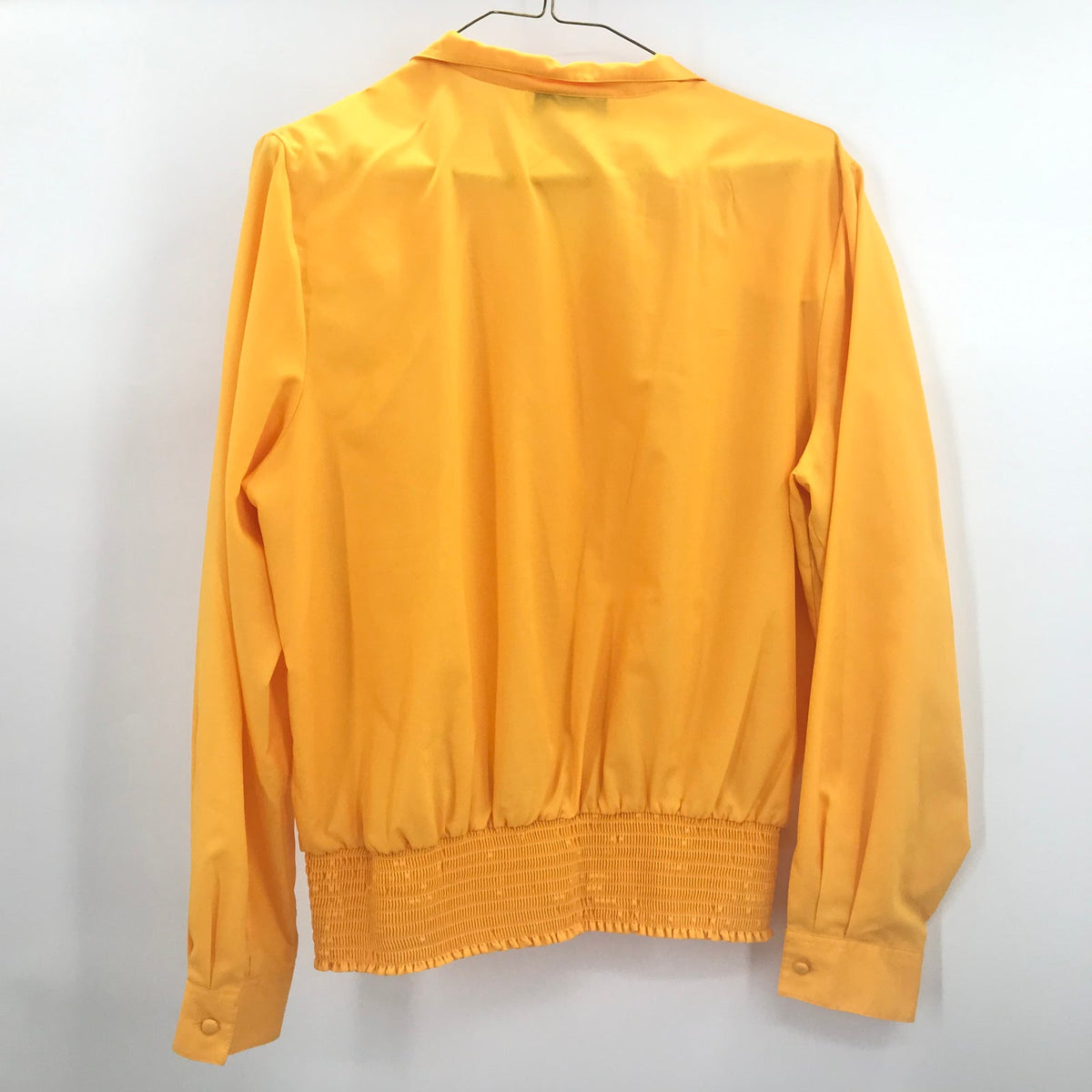 Laura & Layne Vintage Pleated Mustard Shirt Long Sleeves Ribbed Hem Size 14