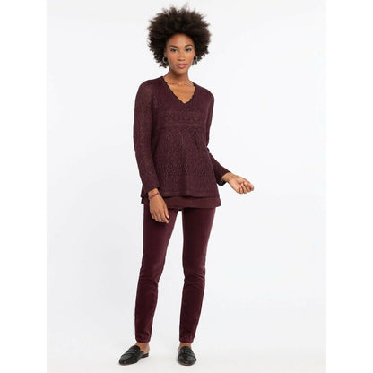 NIC+ZOE NWT Knit Purple Metallic Shine On Long Sleeve Sweater Size PP