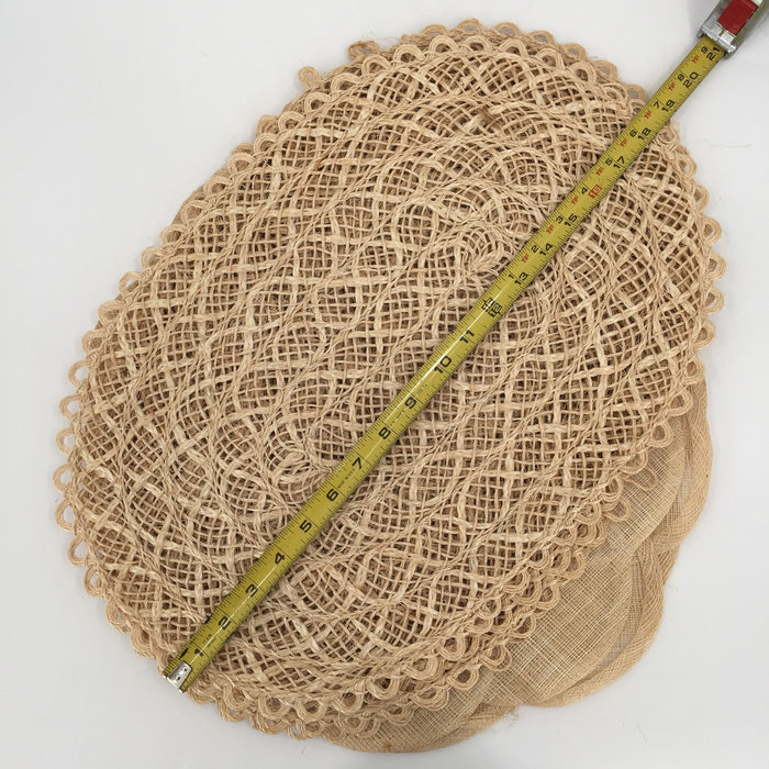 Vintage SET of 4  Raffia Straw Wicker Placemat Home Decor Round Earthtone