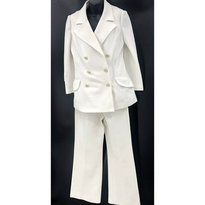 Act III Vintage White Polyester 3Piece Suit Pants Jacket Vest Combo Med/Large