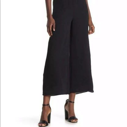 Lush Wide Leg Key Hole Jumpsuit Halter Black Size Small