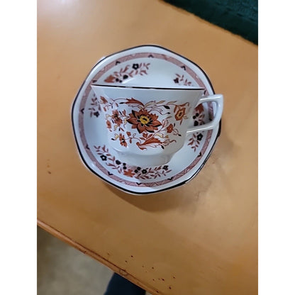 Wedgwood Kashmar Ironstone England Tea Coffee Cup and Saucer Set DISHES blue Red