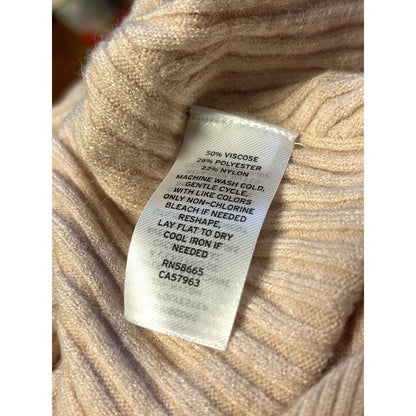 Caslon NWT Hooded Pullover Sweater Pink Peach Long Sleeve Ribbed Knit Size Small
