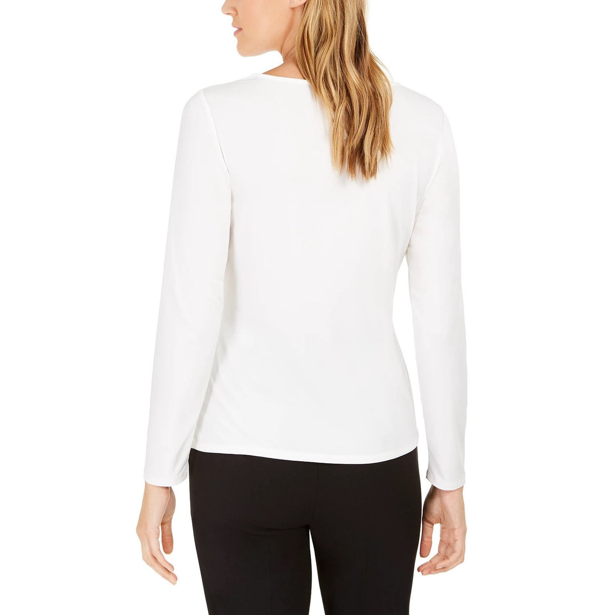 Calvin Klein NWT Gold Embellished-Neck Blouse Top Cream Size Small