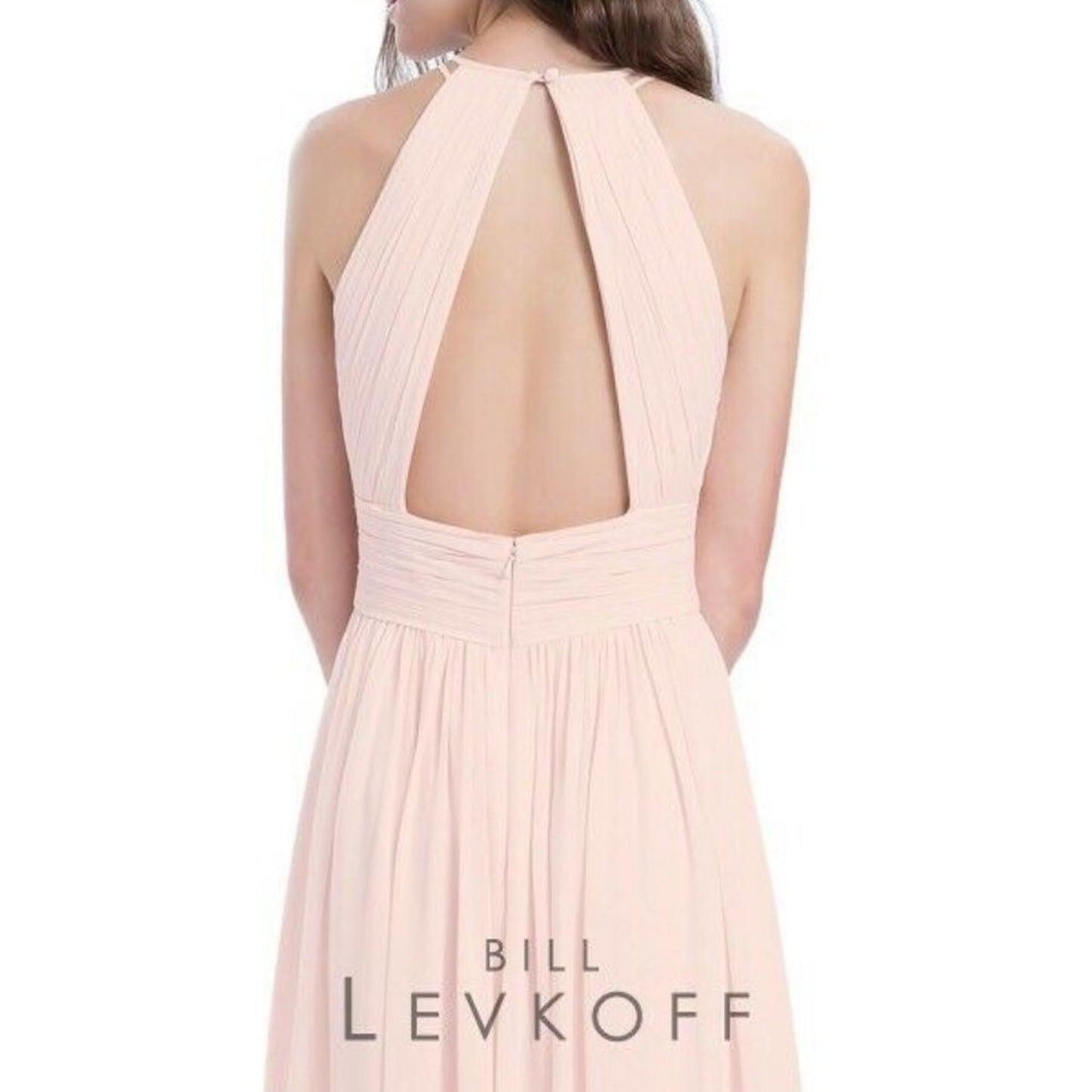 Bill Levkoff Frost Rose High-Neck Long Bridesmaid Dress NEW Size 0 Maxi Formal