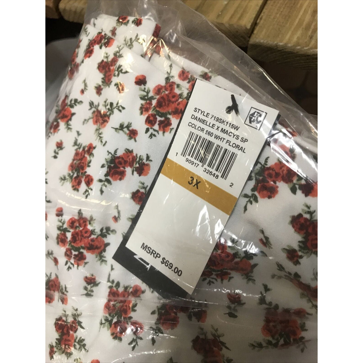 Danielle Bernstein Floral Printed SlipOn Midi Skirt Created Career Casual 3X NEW