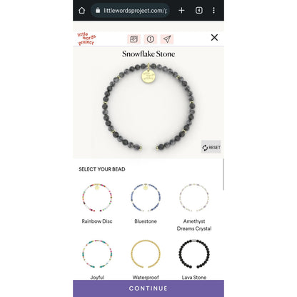Little Words Project Black Gray Snowflake Stone Beaded Bracelet "MENTOR" Letters