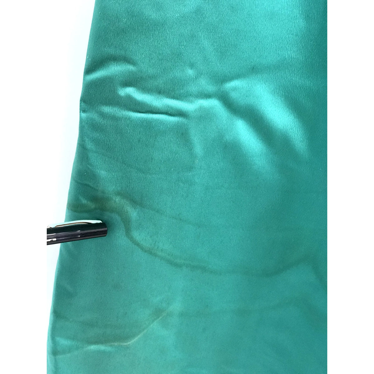 Vintage Women's Long Silken Satin Coat Duster 1950s 3/4 Sleeves Collared Neck Green