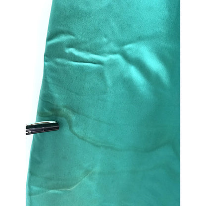 Vintage Women's Long Silken Satin Coat Duster 1950s 3/4 Sleeves Collared Neck Green
