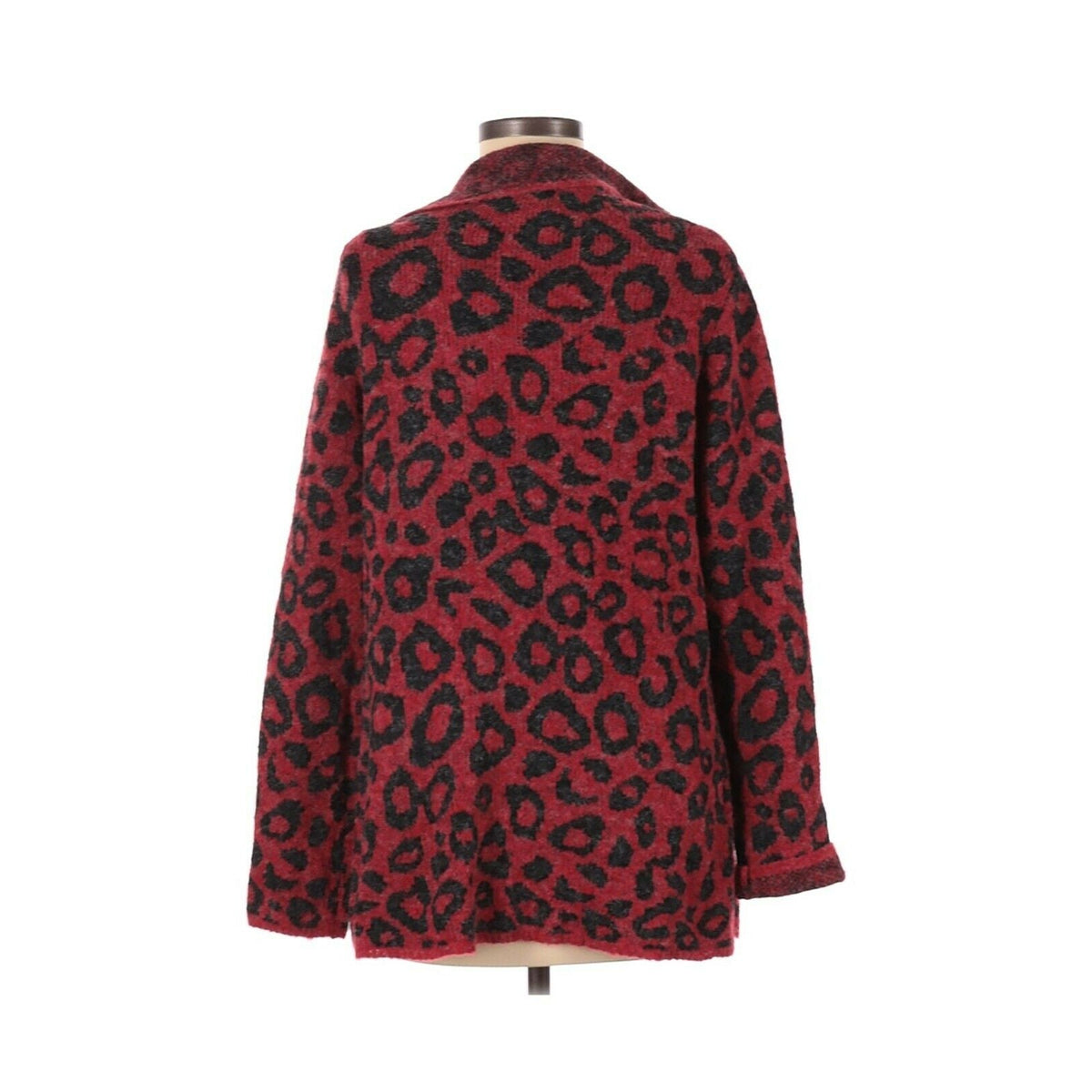 NWT Joseph A. Boho Open Front Cardigan Long Sleeve Leopard Red/ Black XS