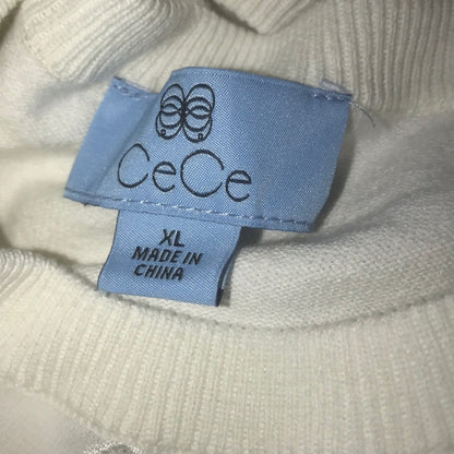 CeCe NEW White Ruffle Floral Embroidered Sweater XL Lightweight Pack extra large