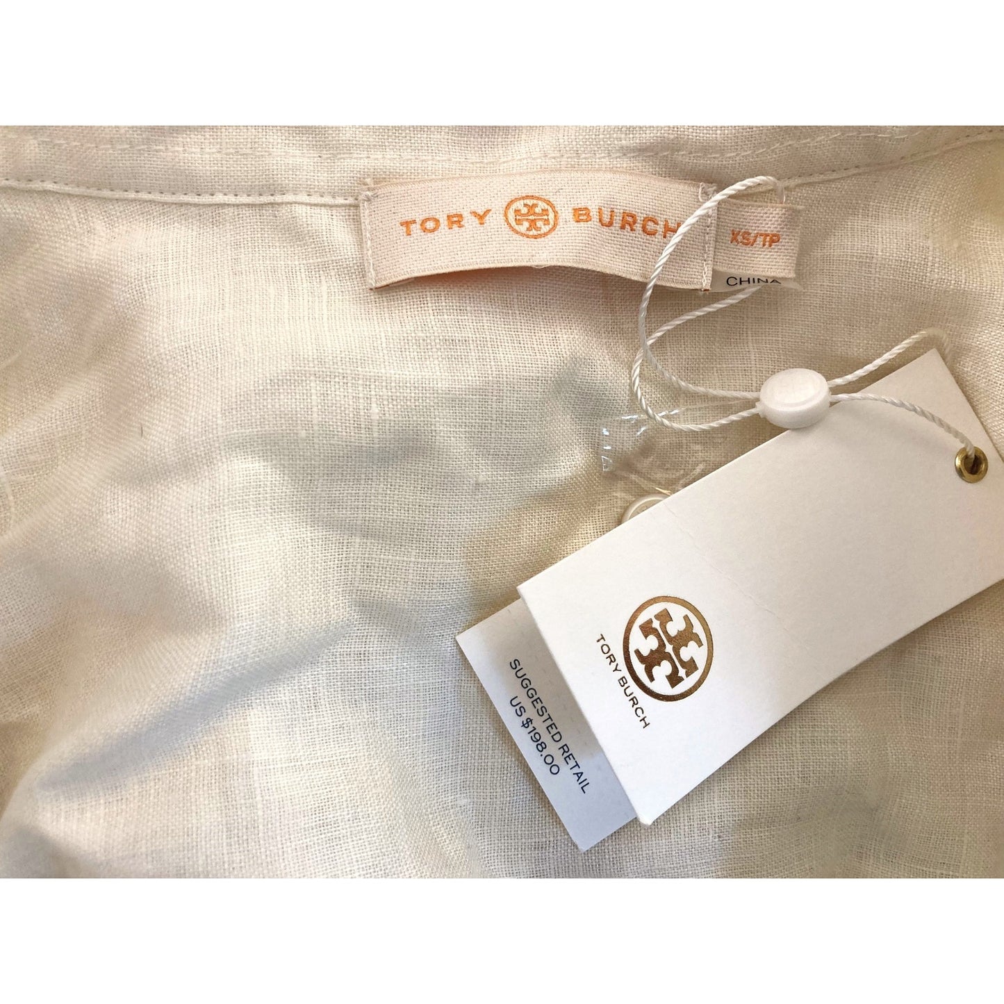 Tory Burch Embroidered Beach Shirt Top Sz XS/Extra Small in Ivory Multi NWT