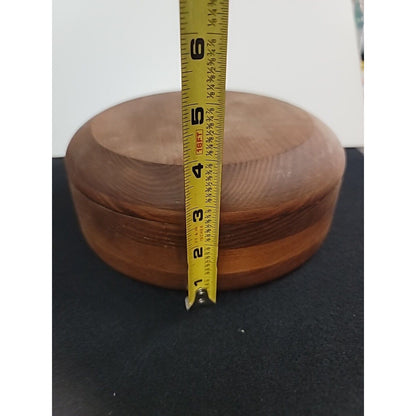 Handmade Turned Wood Turned Bowl With Lid 9" Natural Finish Tobbaco Sewing GA.
