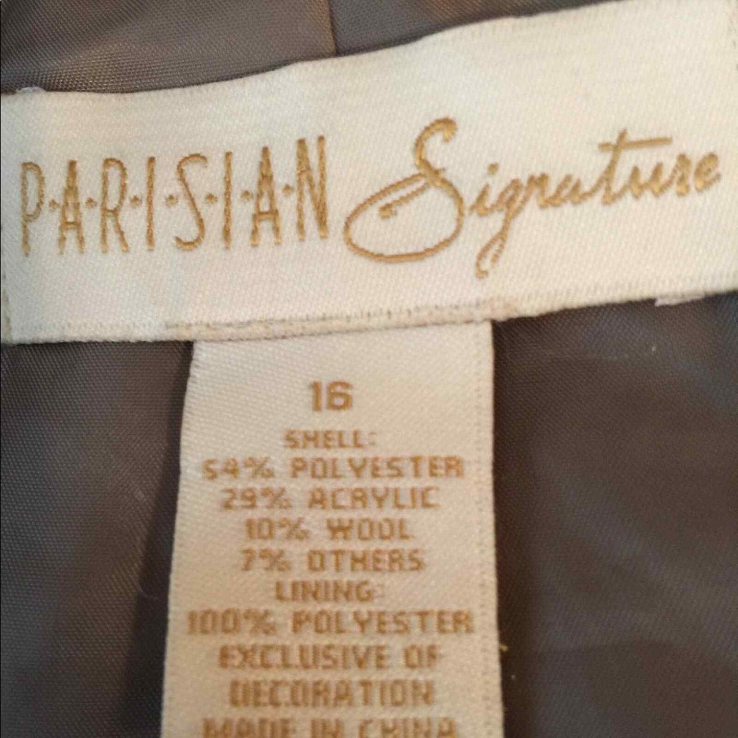 Parisian Raw edge jeweled blazer 16 Tan Bronze Vintage Collar Long Sleeve Casual