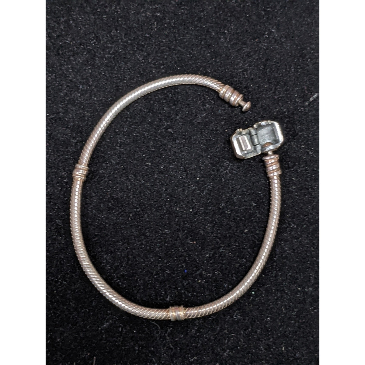 Pandora Moments 7" Three Section Silver Bracelet Locking Clasp Twist On