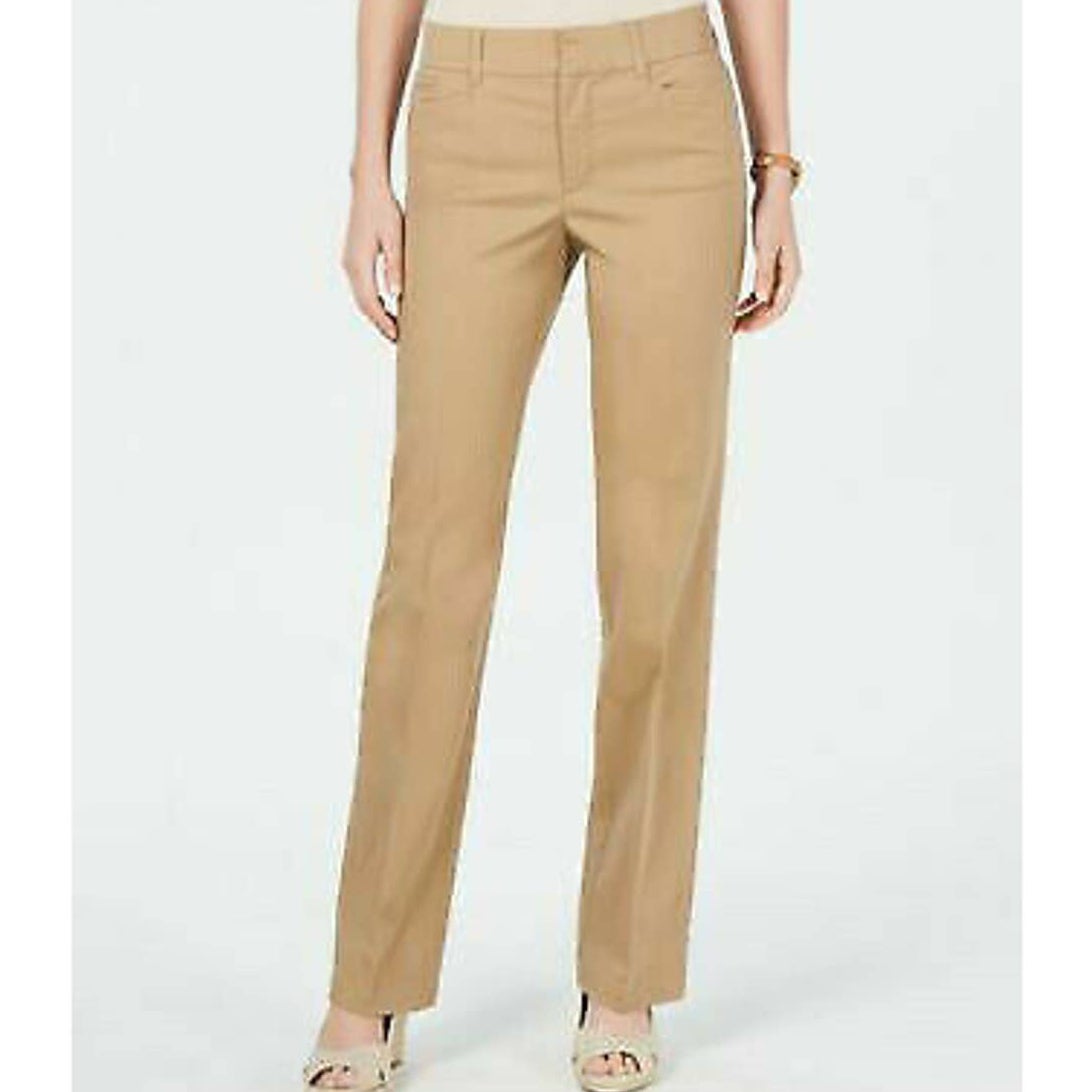 Charter Club Petite Khaki Dress Pant Trousers Pant Mid-Rise Zip-Up Perfect 8P