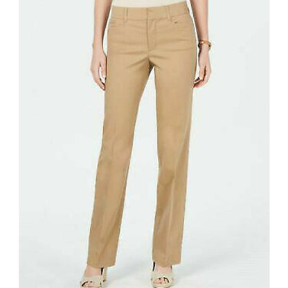 Charter Club Petite Khaki Dress Pant Trousers Pant Mid-Rise Zip-Up Perfect 8P