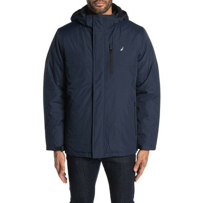 Nautica Shell & Quilted Liner Hooded Jacket Long Sleeves Water-Resistant Large