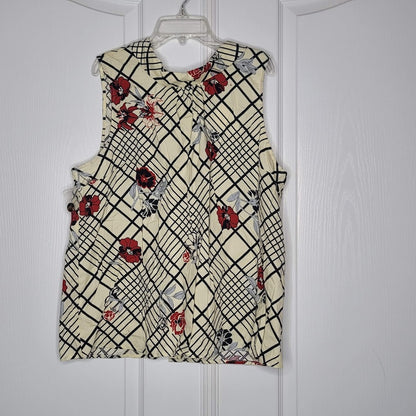 Womens NWT Modcloth Optimal Poppies Floral Sleeveless Top blouse Size XL