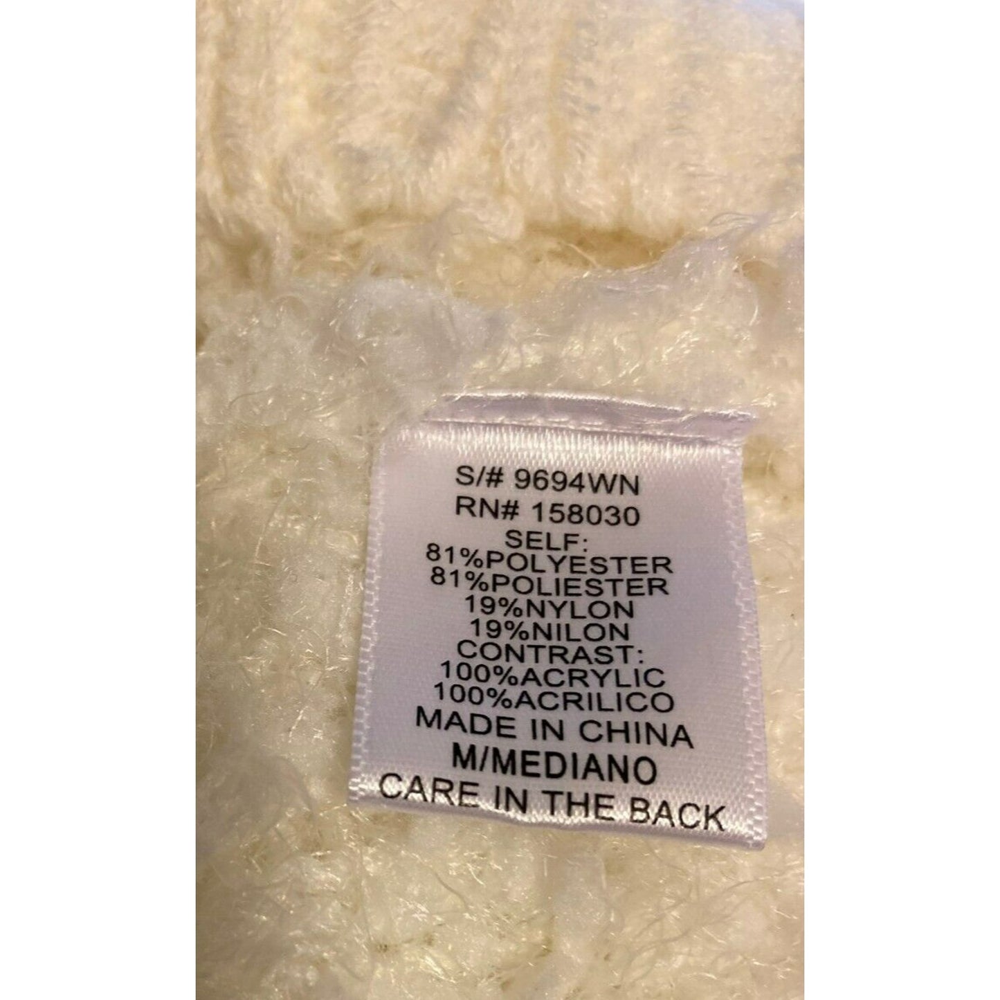 Love Tree Full Zip Cable Knit Collar Fuzzy Cardigan Sweater Sz Medium Ivory NWT