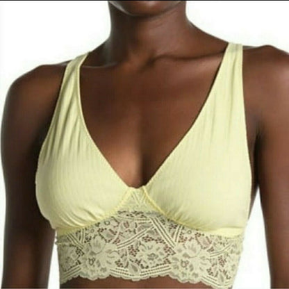 Free People Lace Teegan Bralette Daybreak Bra Small Yellow Cami Top Layering