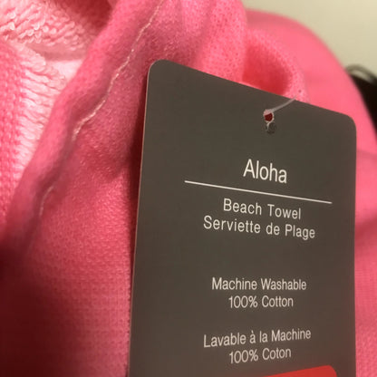 MODA NWT Aloha Rectangle Beach Towel Fringe BLANKET  Pink Red Pool Cruise large