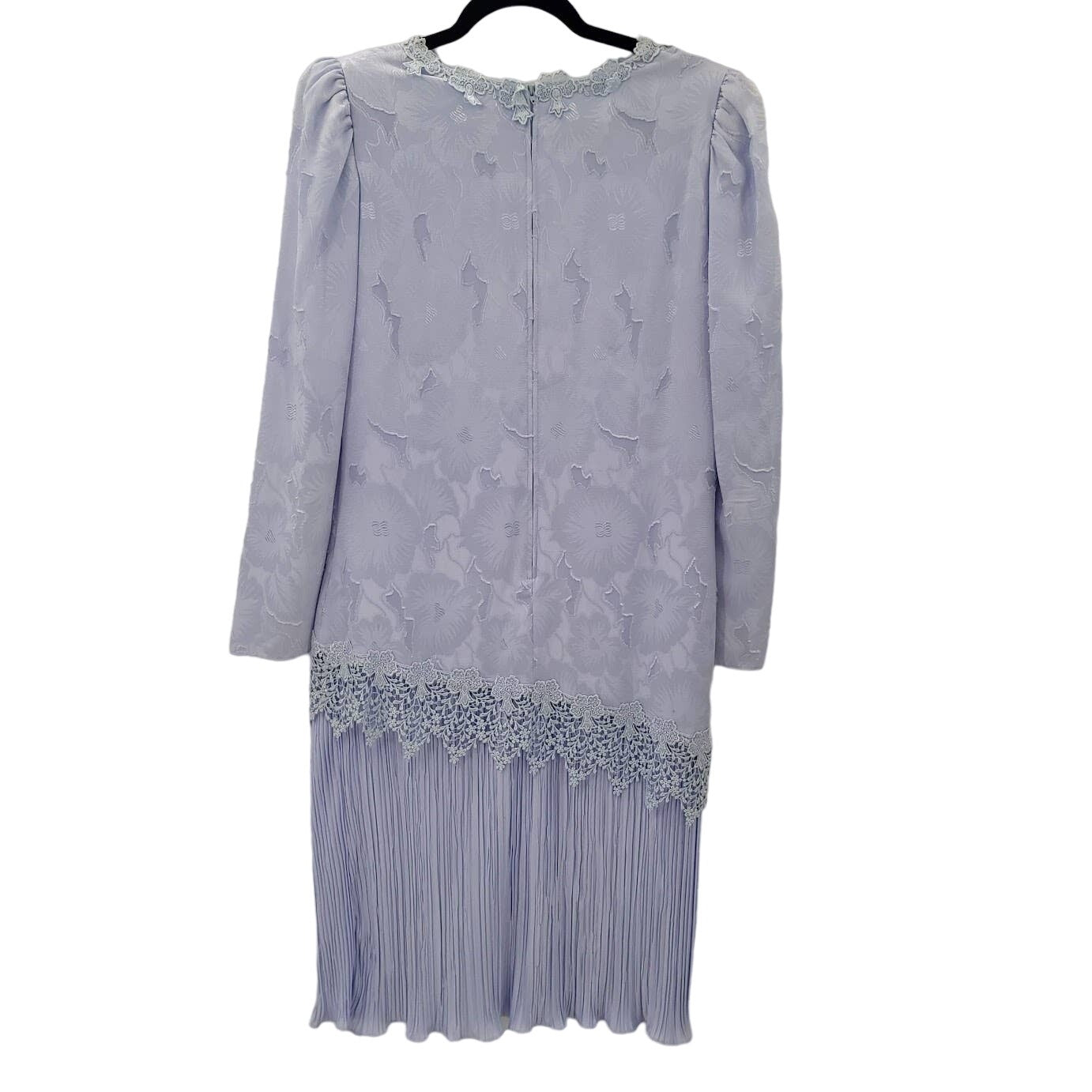 VINTAGE 1980's After Dark Purple Dress Size 12 Crinkle Lace Detail Waist Bow