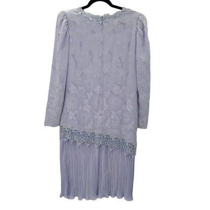 VINTAGE 1980's After Dark Purple Dress Size 12 Crinkle Lace Detail Waist Bow