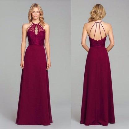 Hayley Paige NEW Lace Burgundy Bridesmaid Gown Size 10