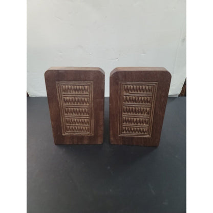 Superb Handtooled Arts and Crafts Wood Bookends Walnut ENGLISH CLASSIC