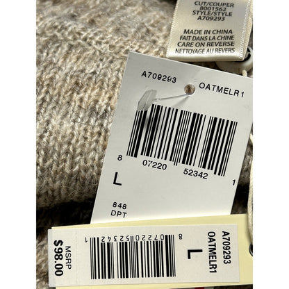 Max Studio NWT Oatmeal Melange Hi-Low Drop Shoulder Pullover Sweater extra Large
