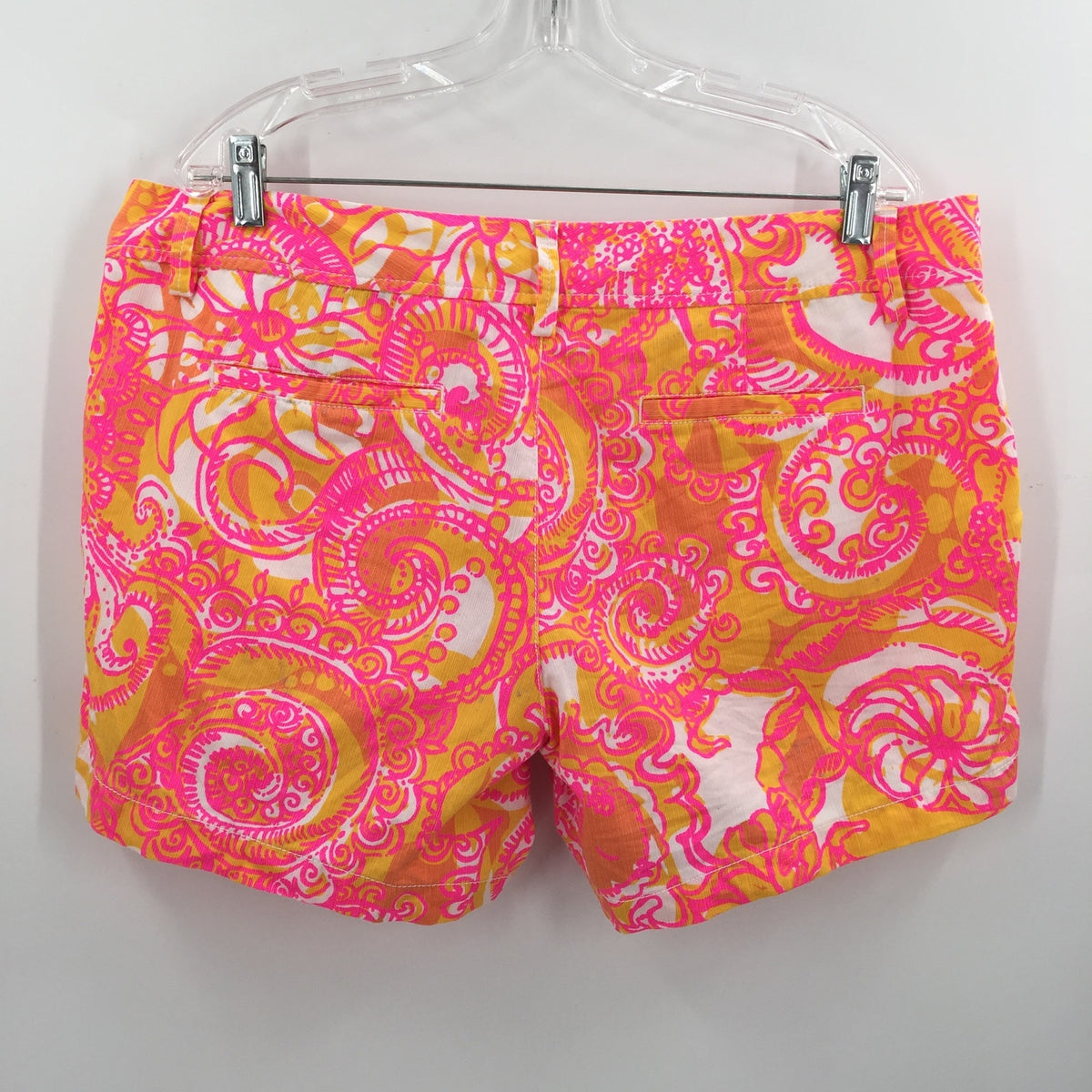 Lilly Pulitzer Callahan Sunshine Yellow Sea Be Seen Pink Orange Shorts Size 16
