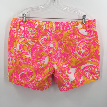 Lilly Pulitzer Callahan Sunshine Yellow Sea Be Seen Pink Orange Shorts Size 16