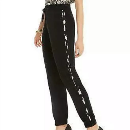 International Concepts Black Joggers Animal Print