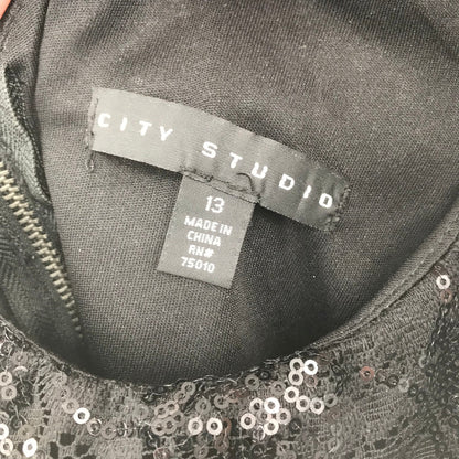 City Studio Sequined Lace Detail Crop Top Blouse Sleeveless Black 13
